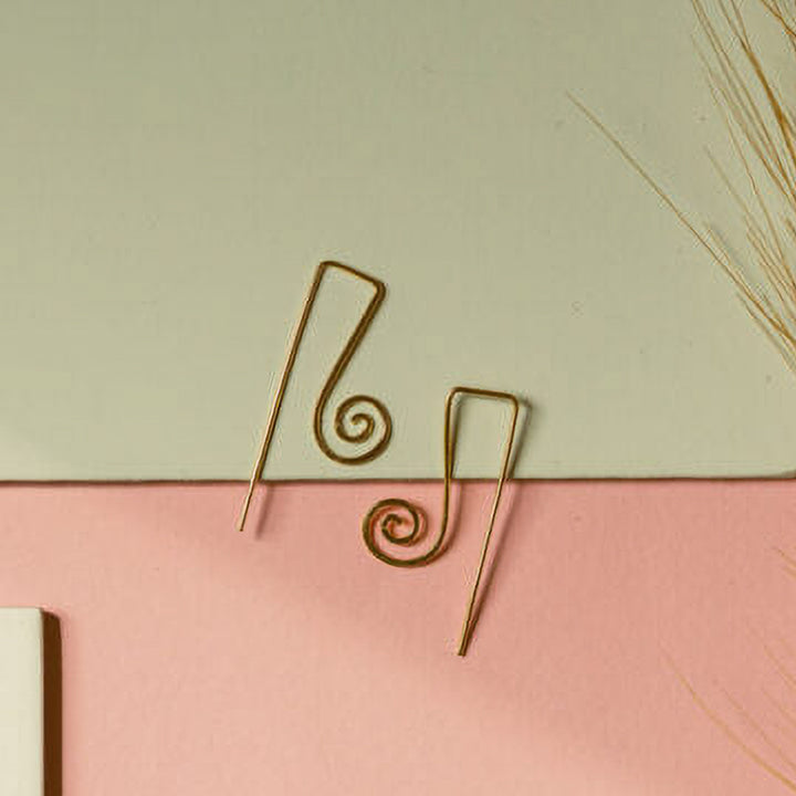 Handmade Spiral Hook Brass Earrings