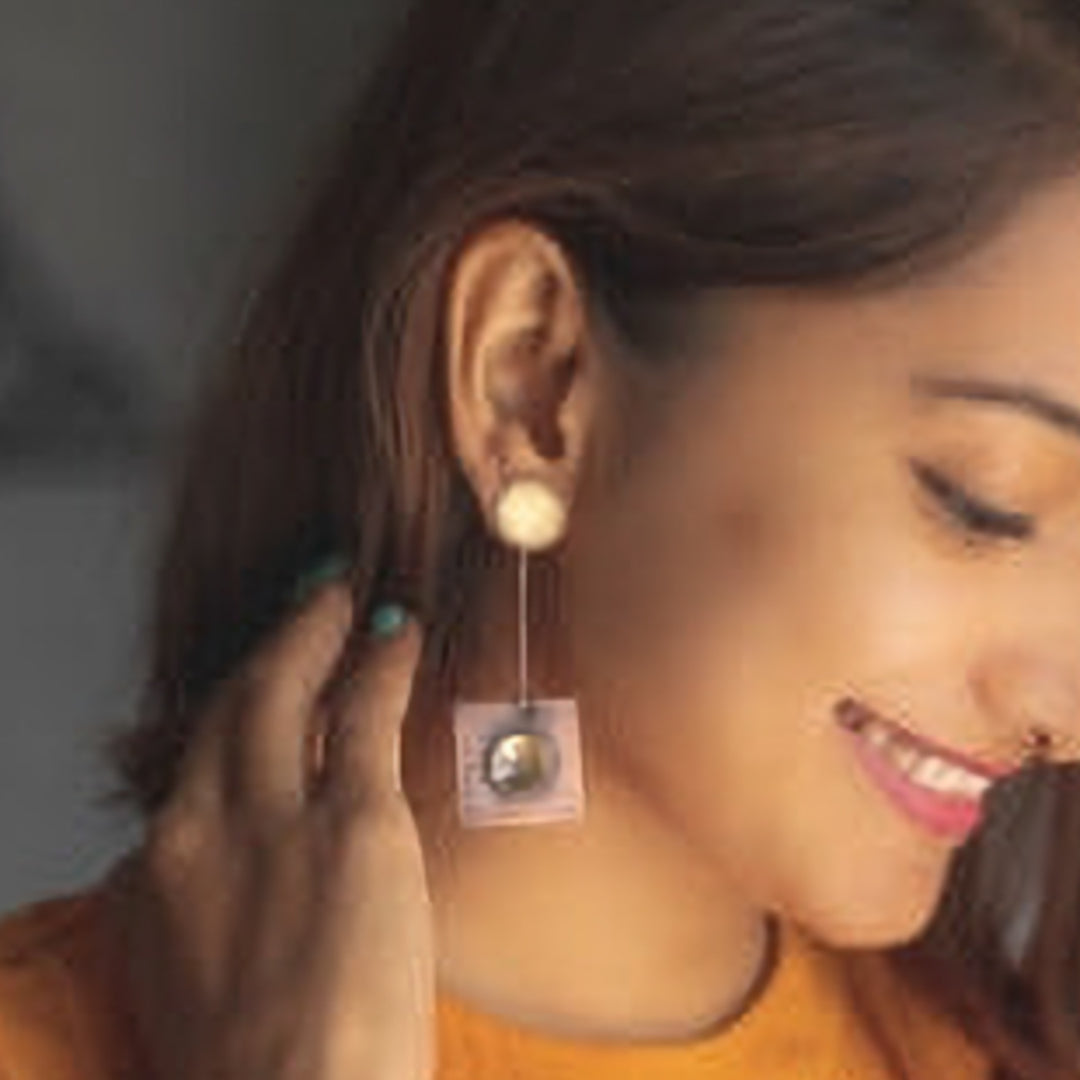 Contemporary Square Mixed Metal Jackets Earrings