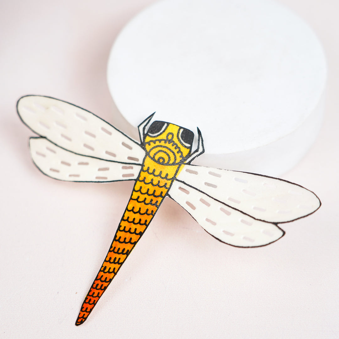 Hand-Painted Dragonfly Tholu Bommalata Fridge Magnet