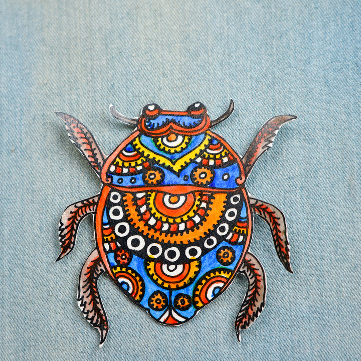 Hand-Painted Multicolor Beetle Tholu Bommalata Fridge Magnet
