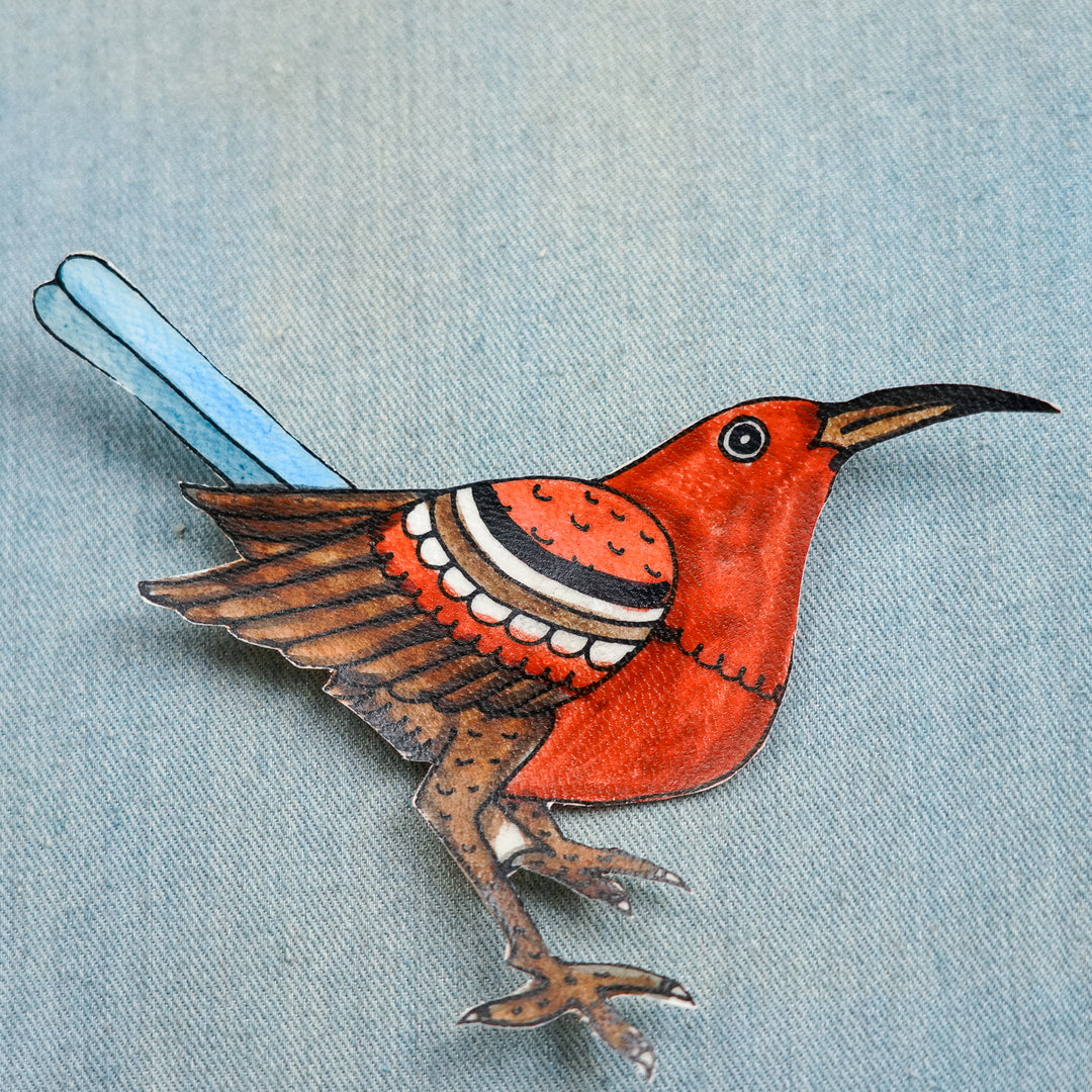 Hand-Painted Sun Bird Tholu Bommalata Fridge Magnet