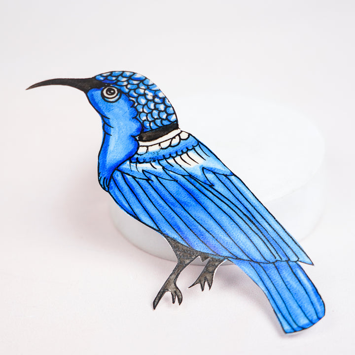 Hand-Painted Blue Bird Tholu Bommalata Fridge Magnet