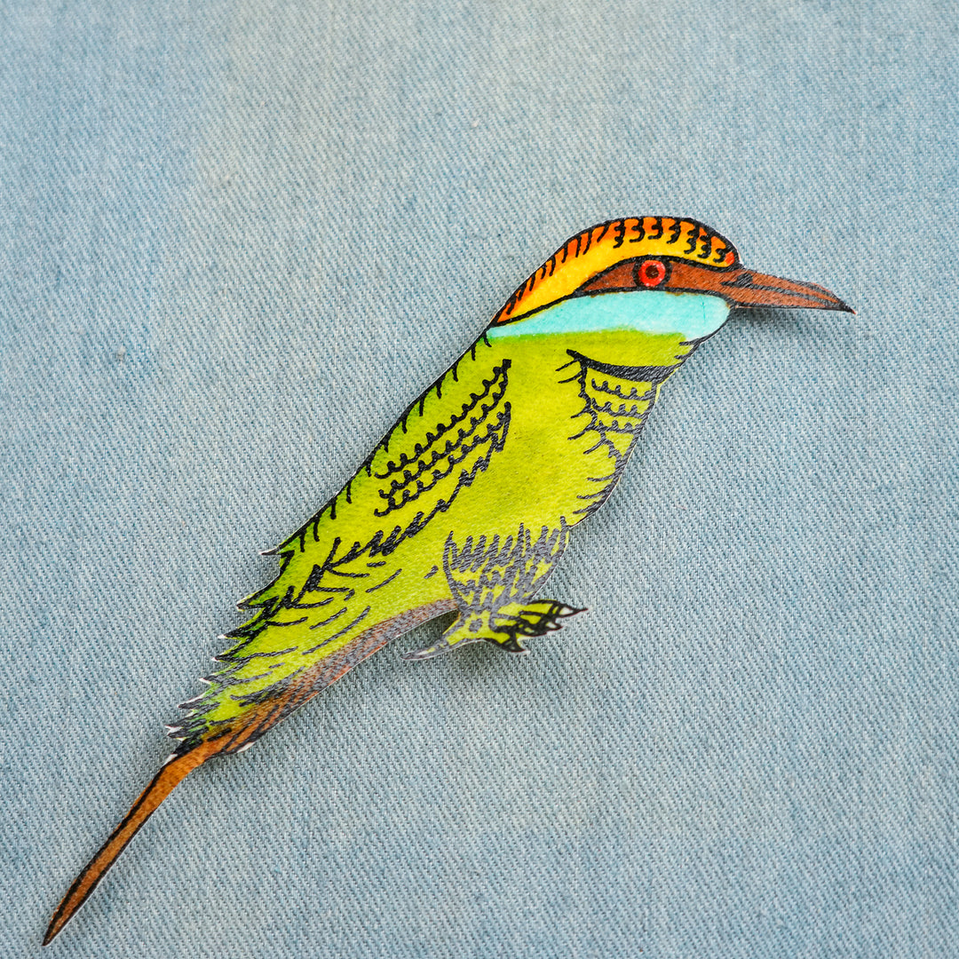 Hand-Painted Bee-eater Bird Tholu Bommalata Fridge Magnet