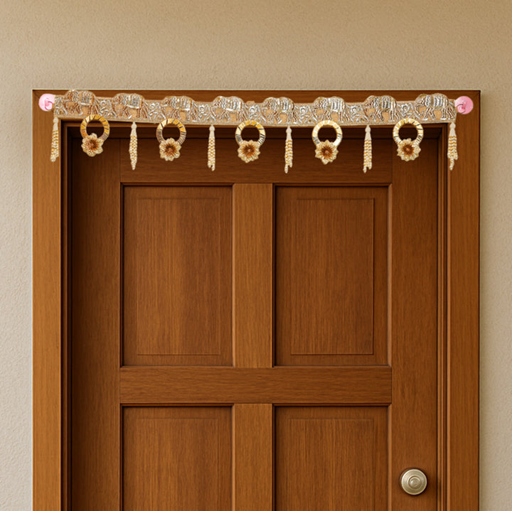 Handmade Golden Elephant Motif Toran