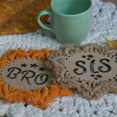 Handcrafted Personalized Macrame Coasters - Set of 2