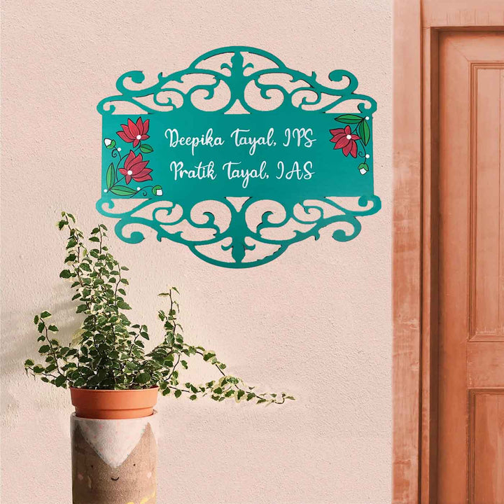 Rectangle Hand Painted Madhubani Art Name Plate For IAS and IPS