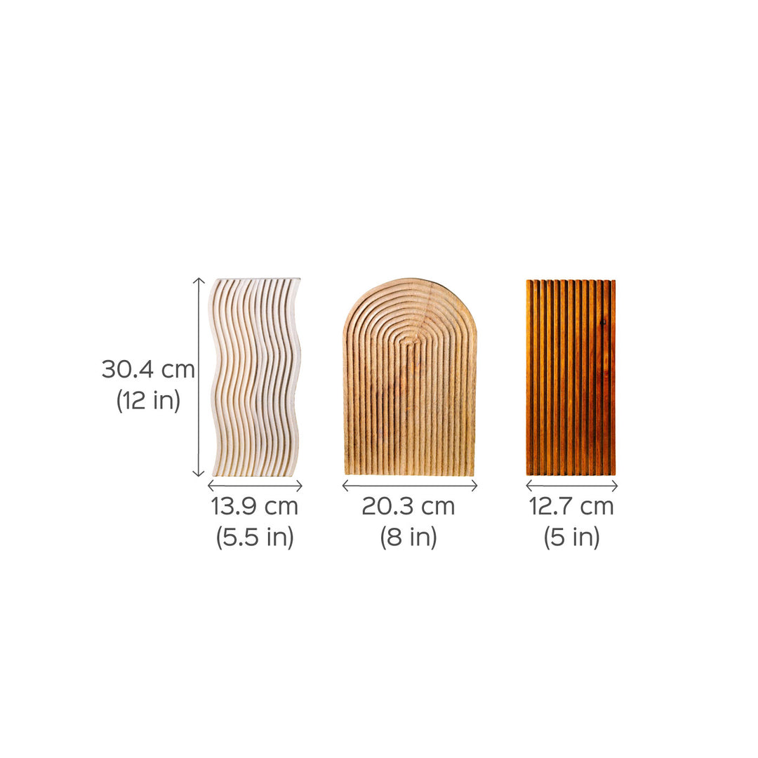 Taraash Striped Wooden Serving Platters I Set of 3