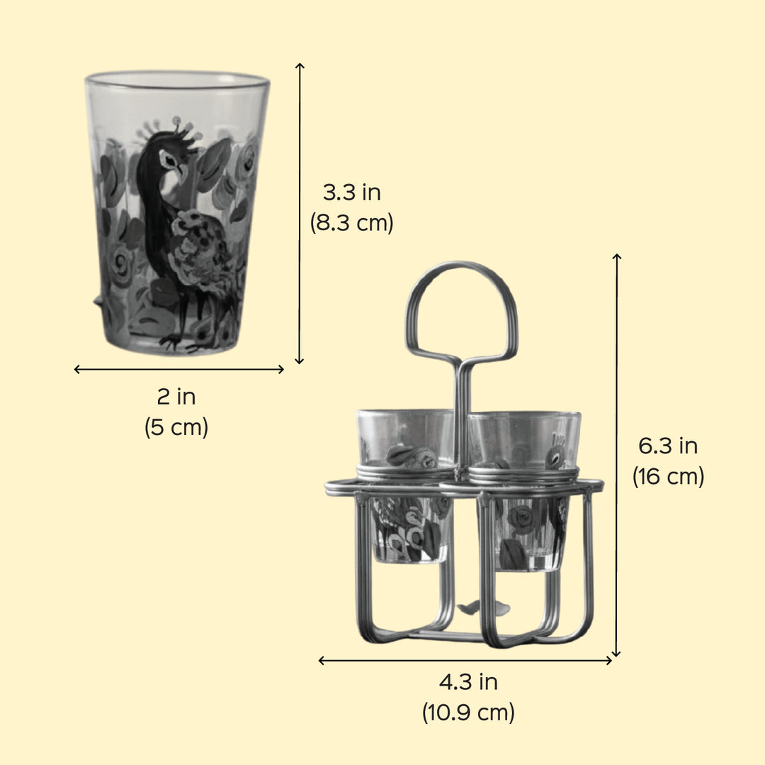 Hand-Painted Floral Mayuri Chai Glass | Set Of 4