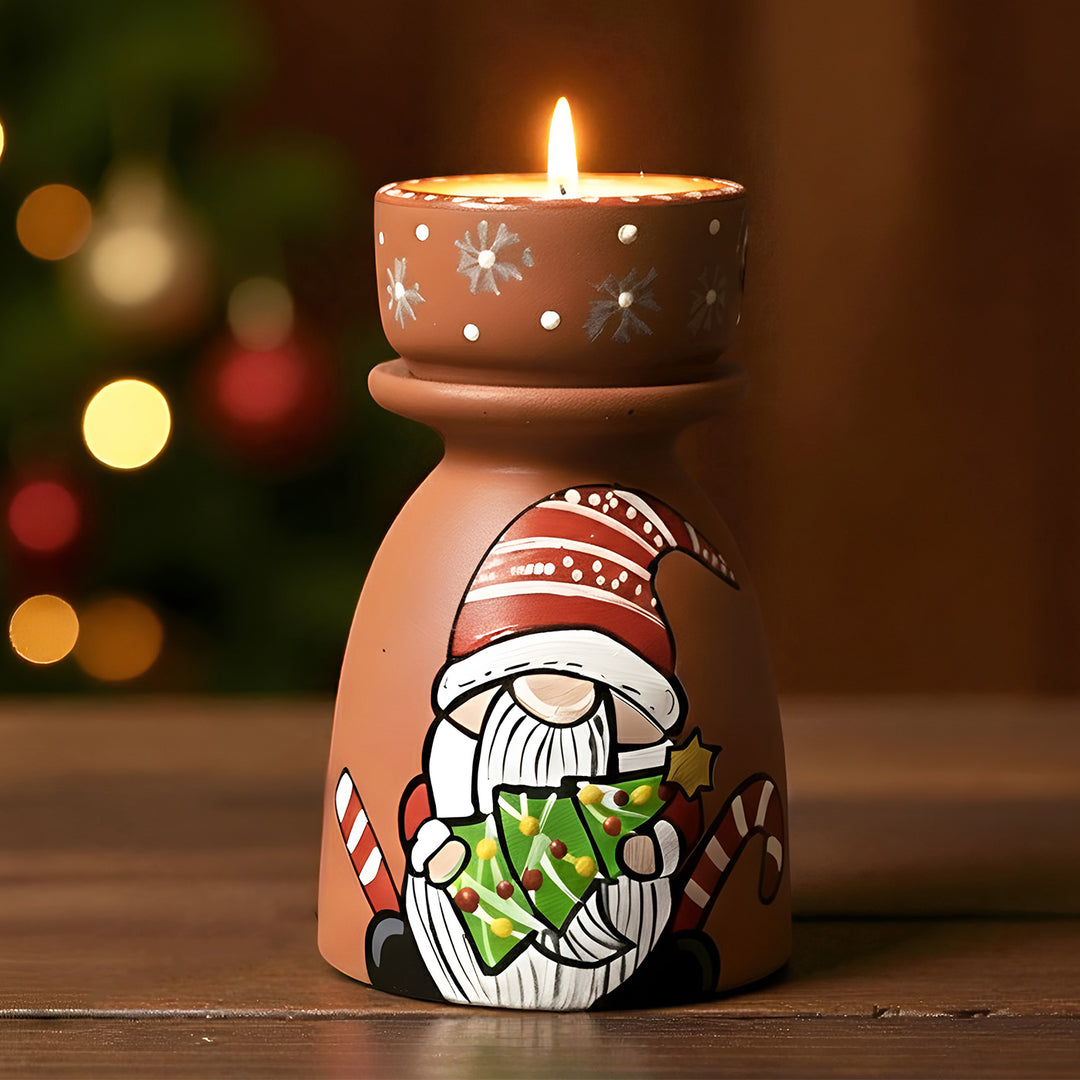 Hand-Painted Gnome Tealight Holder For Christmas Decoration