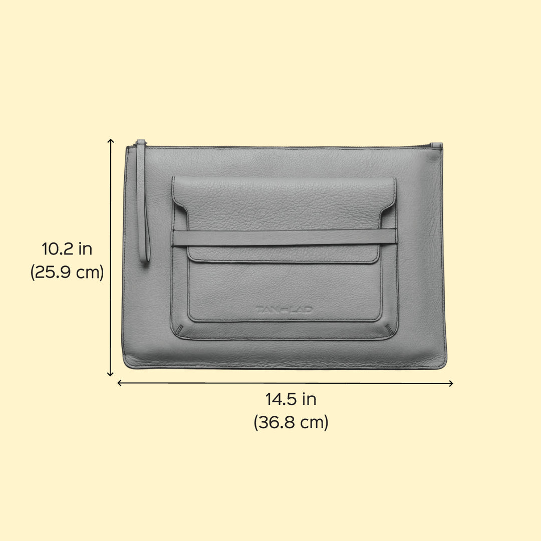 Personalized Orange Gabby Leather Laptop Sleeve