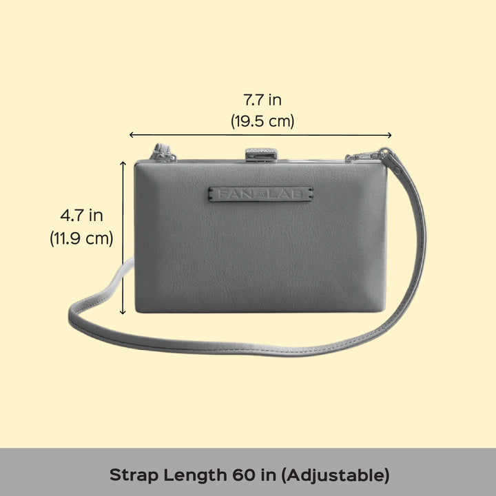 Personalized Taupe Brick Leather Clutch With Sling