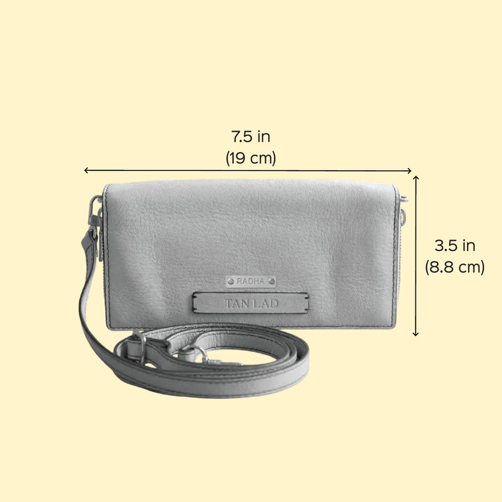 Personalized Off White Maxie Leather Card Wallet With Sling