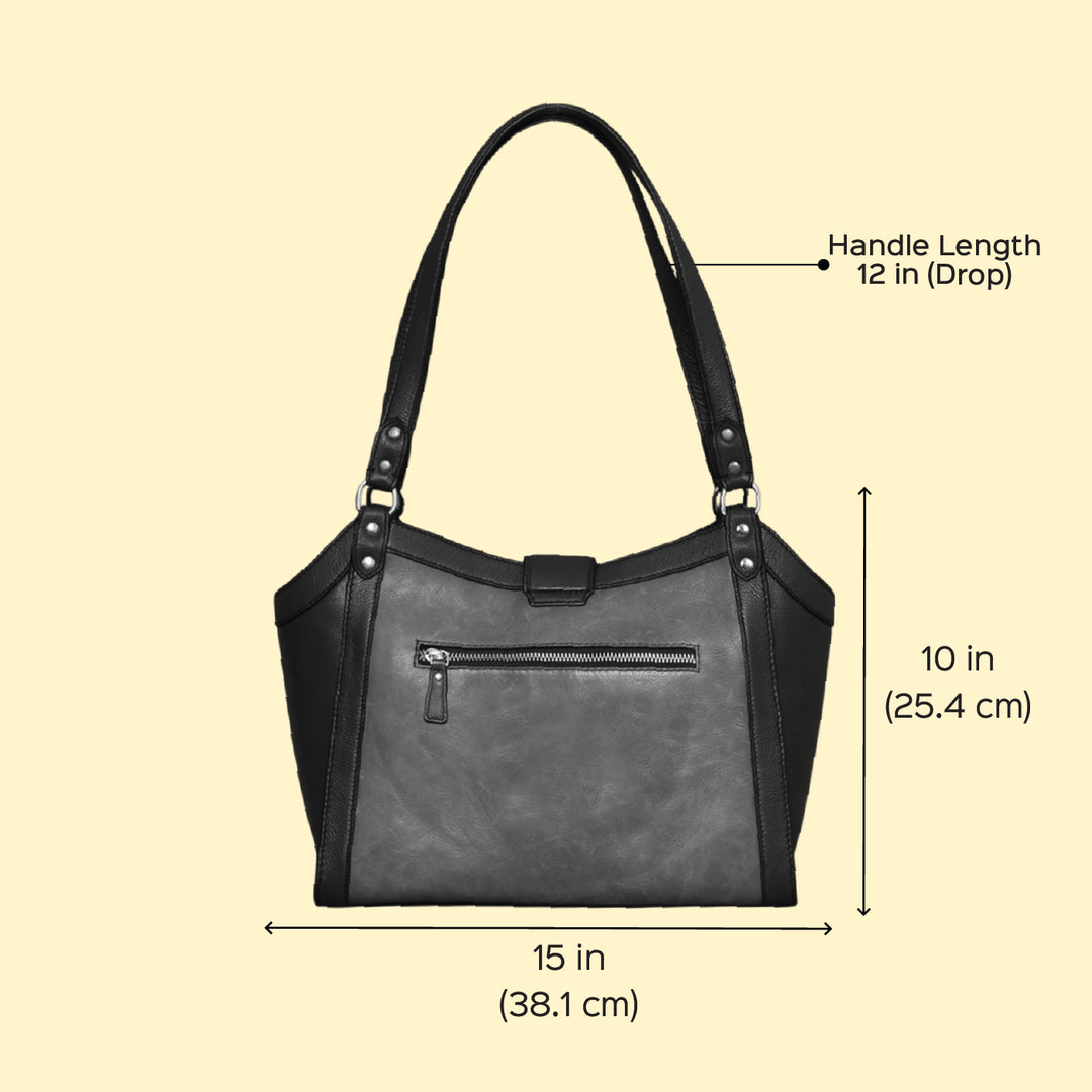 Personalized Off White & Green Serena Leather Tote Bag