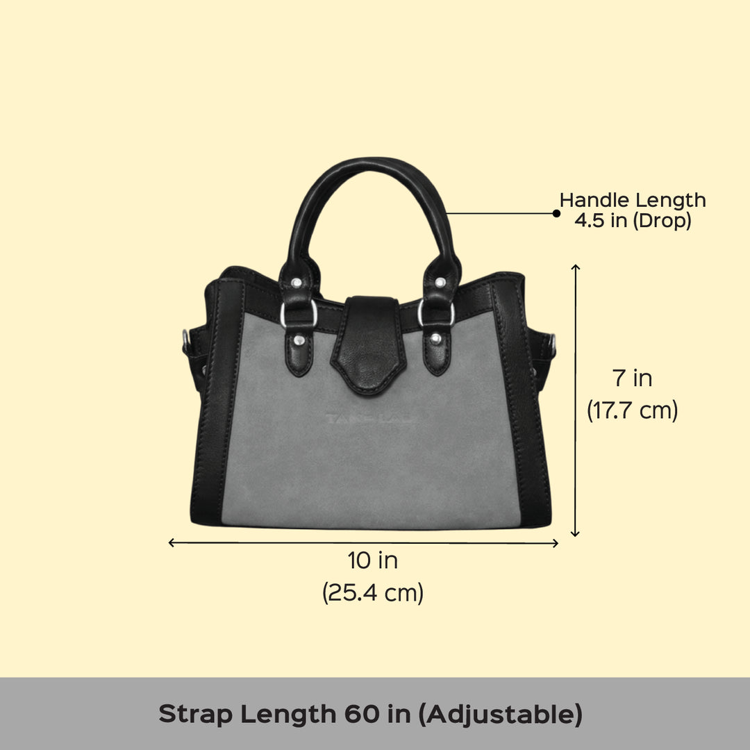 Personalized Orange & Black Serena Leather Handbag