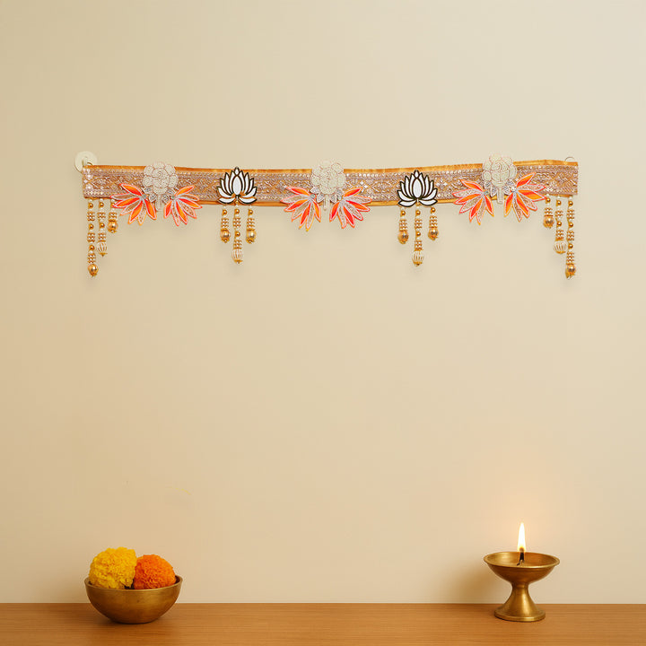Handmade Decorative White Rose & Orange Flower Toran