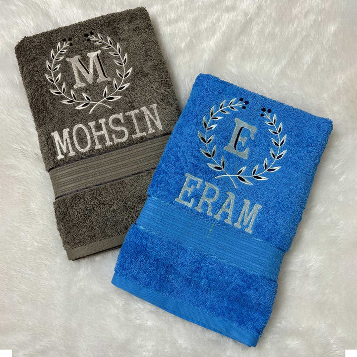 Embroidered Personalized Egyptian Cotton Couple Towel | Set of 2