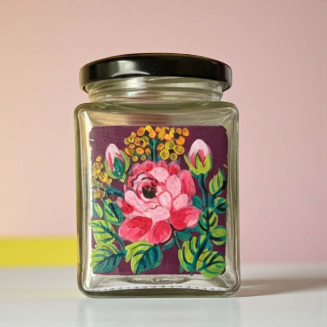 Hand-Painted Blossom Bliss Glass Storage Container