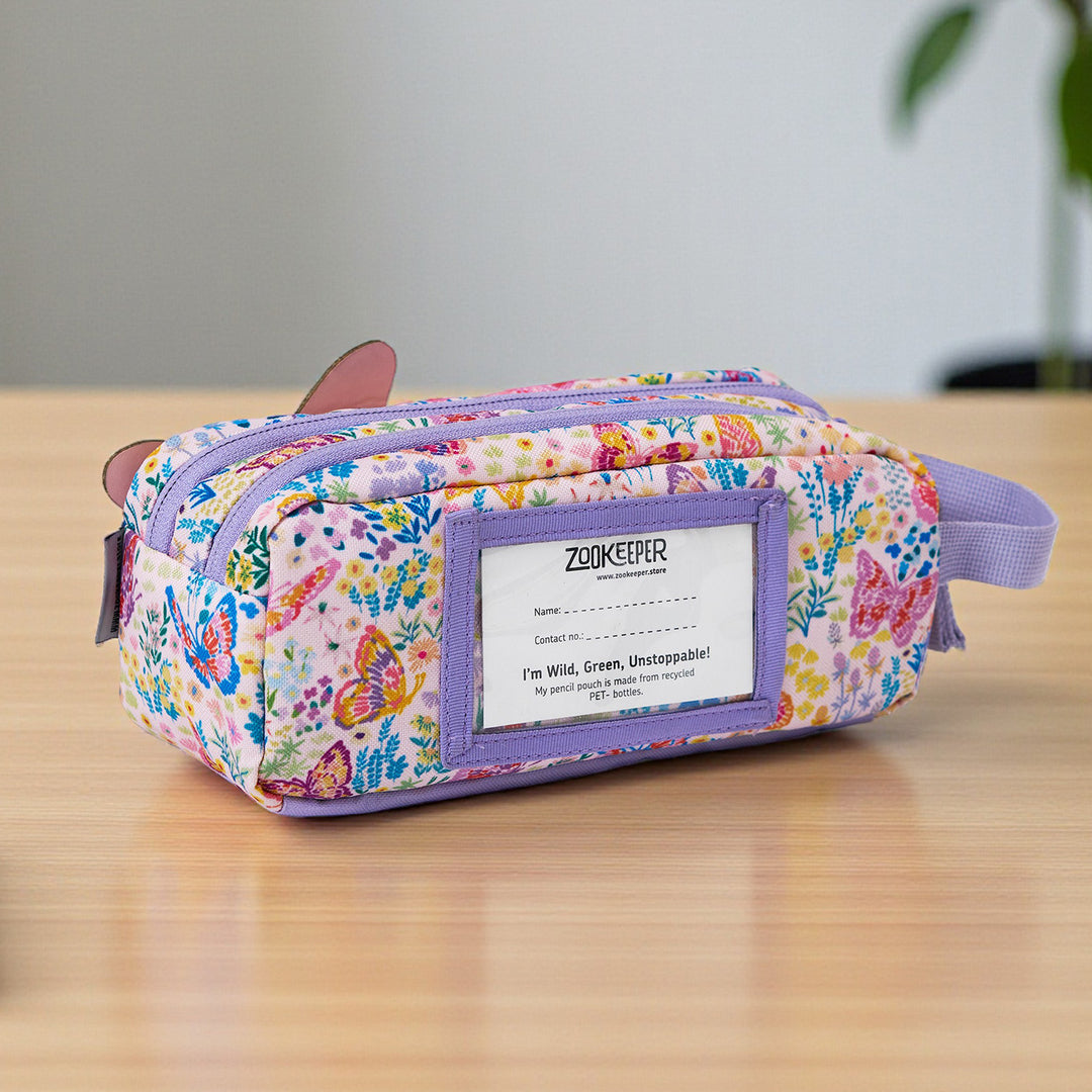 Butterfly Theme Water-Resistant Kids Pencil Pouch
