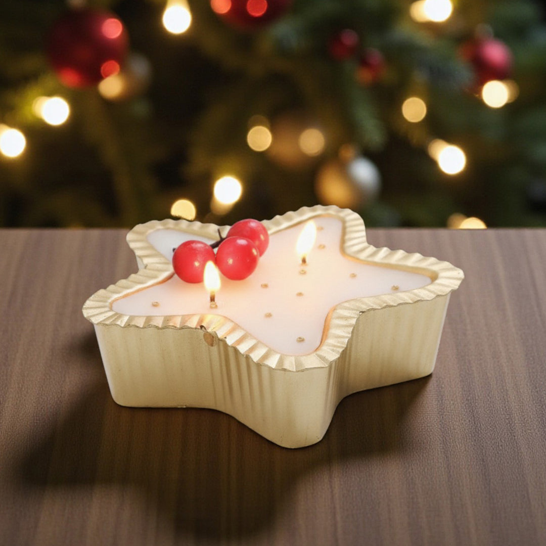 Handmade Star Soy Wax Urli Candle For Christmas Decoration