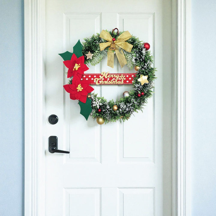 Green Floral Felt Wreath For Christmas Decoration