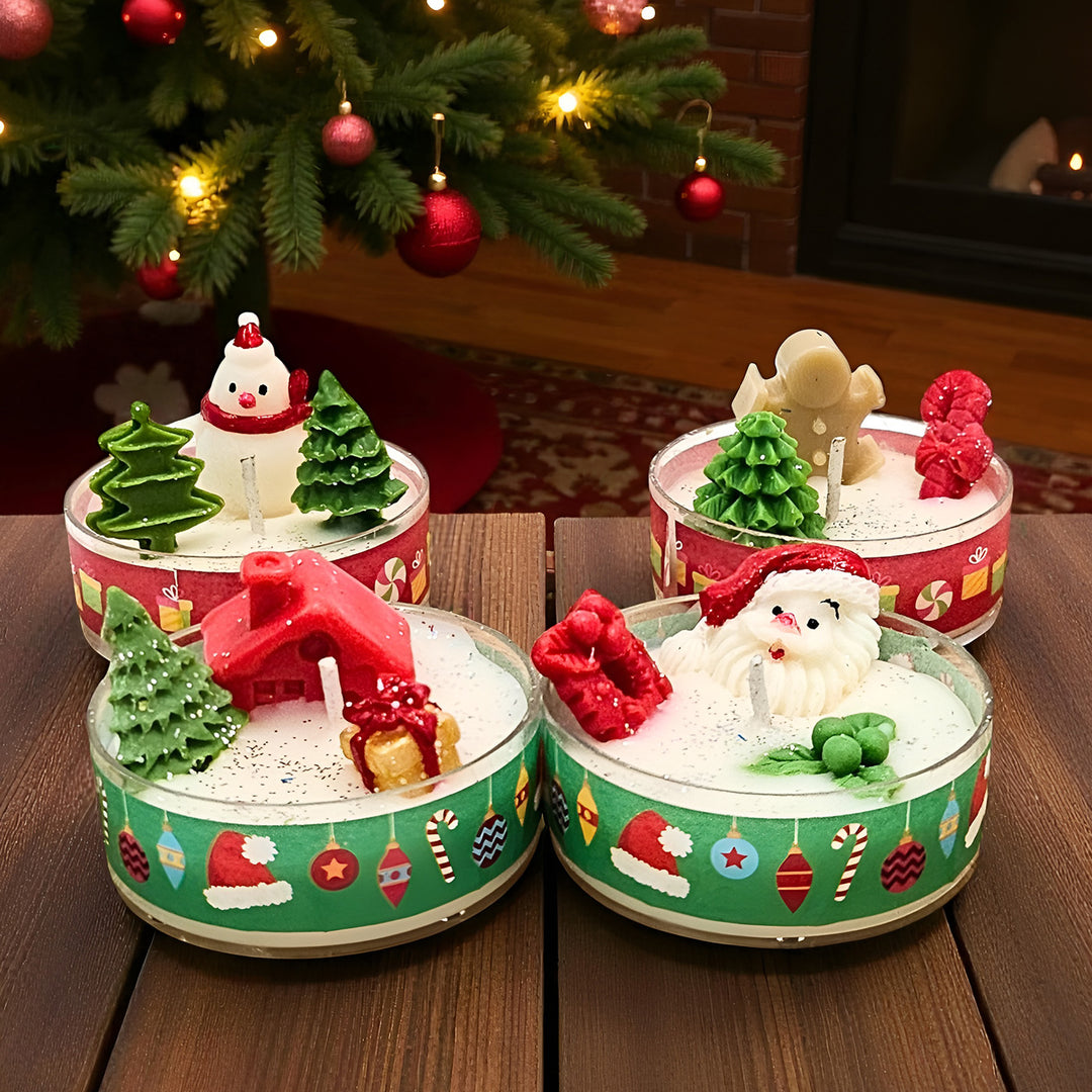 4 pc | Handmade Christmas Theme Soy Wax Tealight Candles