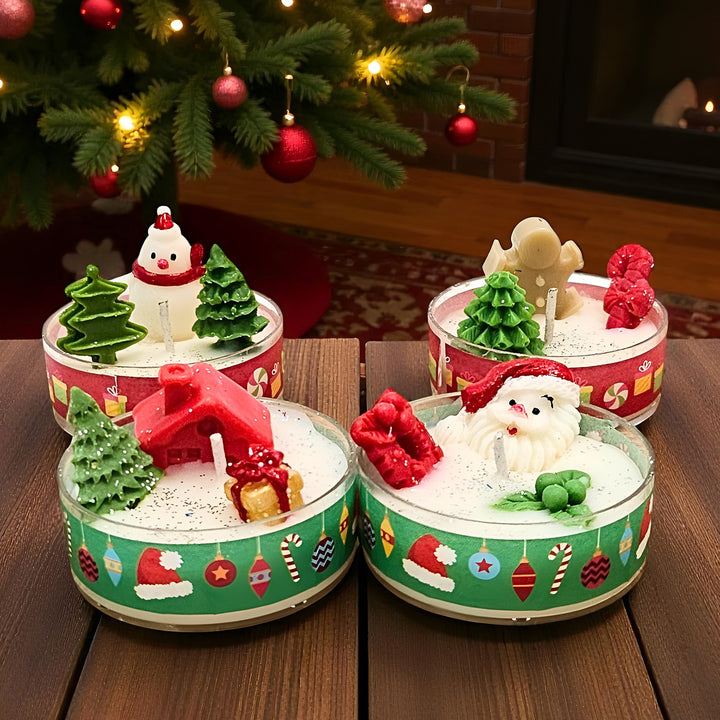 4 pc | Handmade Christmas Theme Soy Wax Tealight Candles