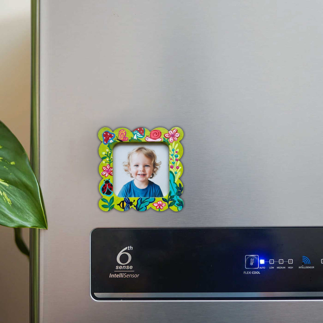 Hand-Painted Green Garden MDF Wood Fridge Magnet Frame