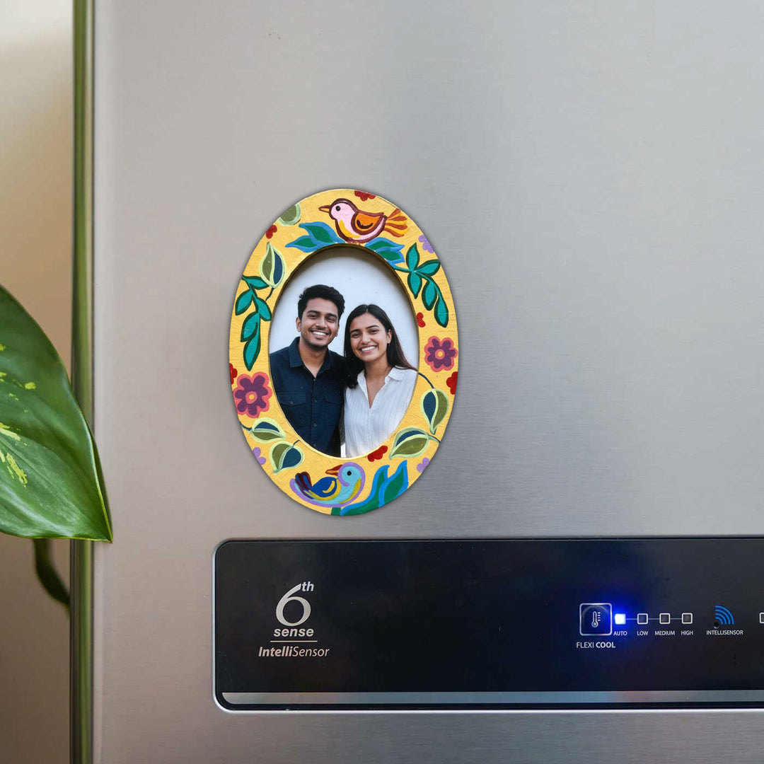 Hand-Painted Song Of The Bird MDF Wood Fridge Magnet Frame