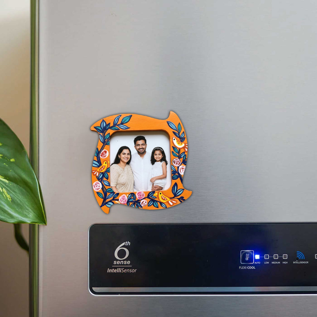 Hand-Painted Nightingale MDF Wood Fridge Magnet Frame