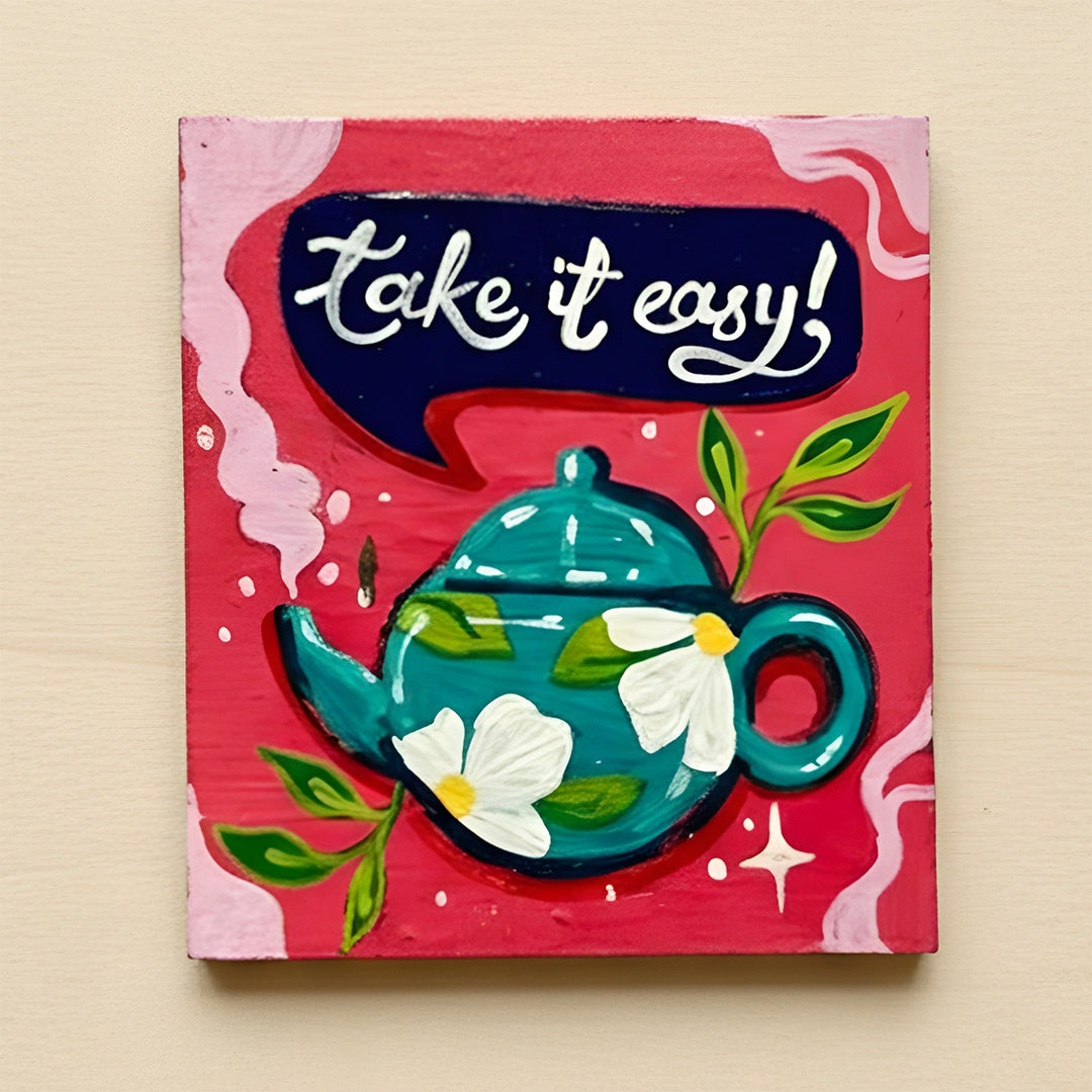 Hand-Painted Tea Time MDF Wood Fridge Magnet