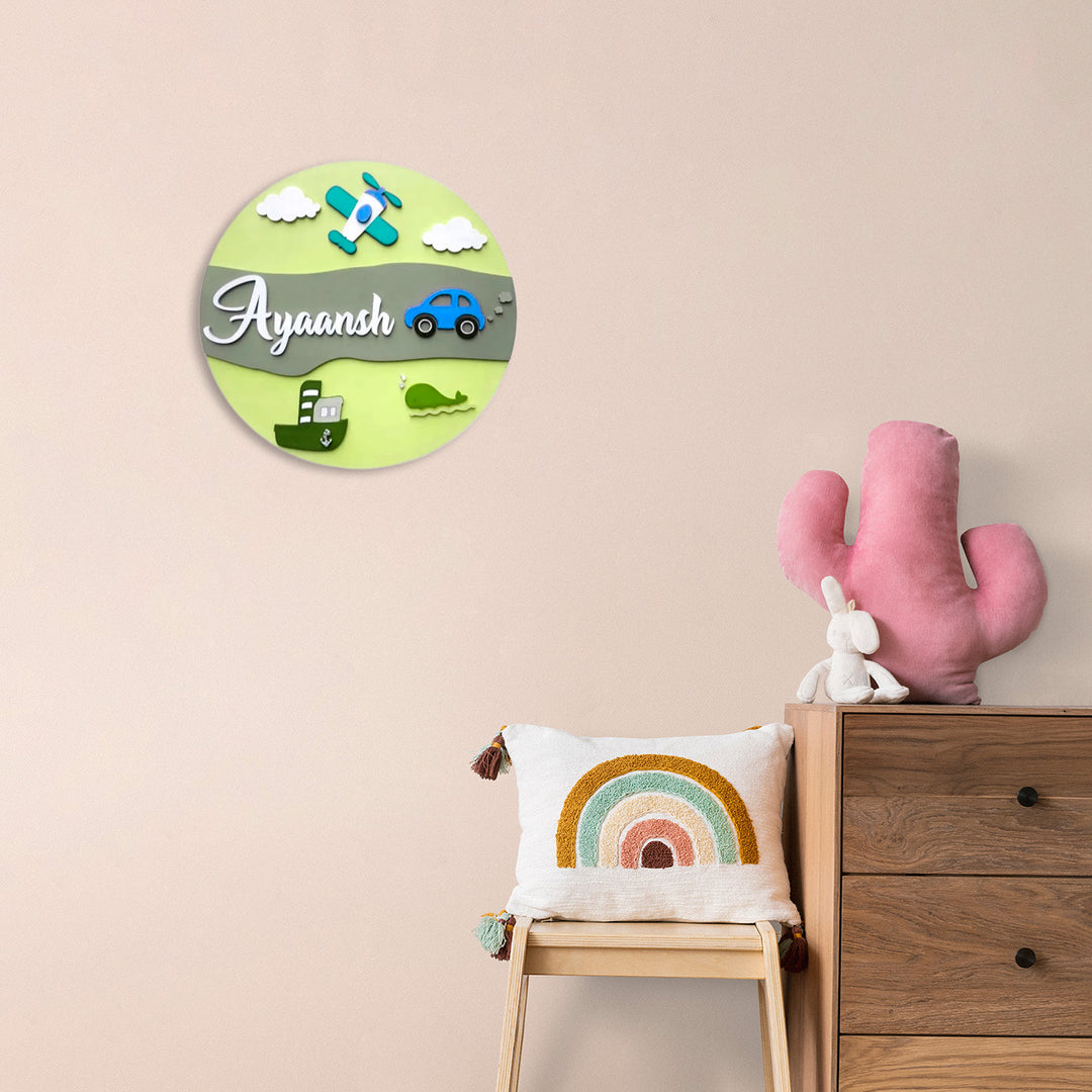 Transport Theme Kids Nameplate - Zwende