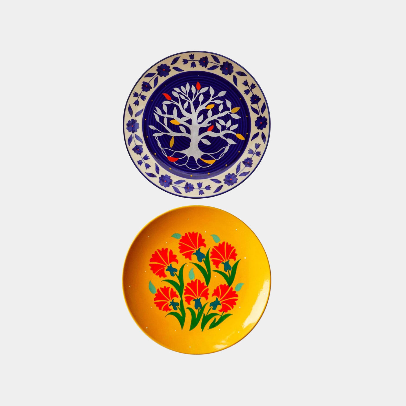 Buy Handpainted Tree Of Life Ceramic Wall Plate Set Online On Zwende
