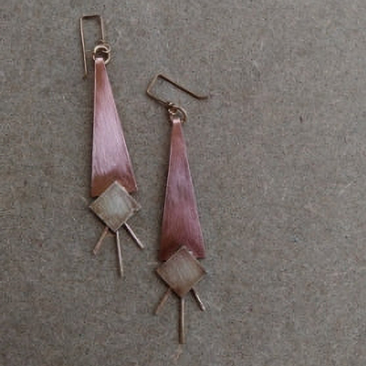 Contemporary Triangular And Square Spikes Earrings