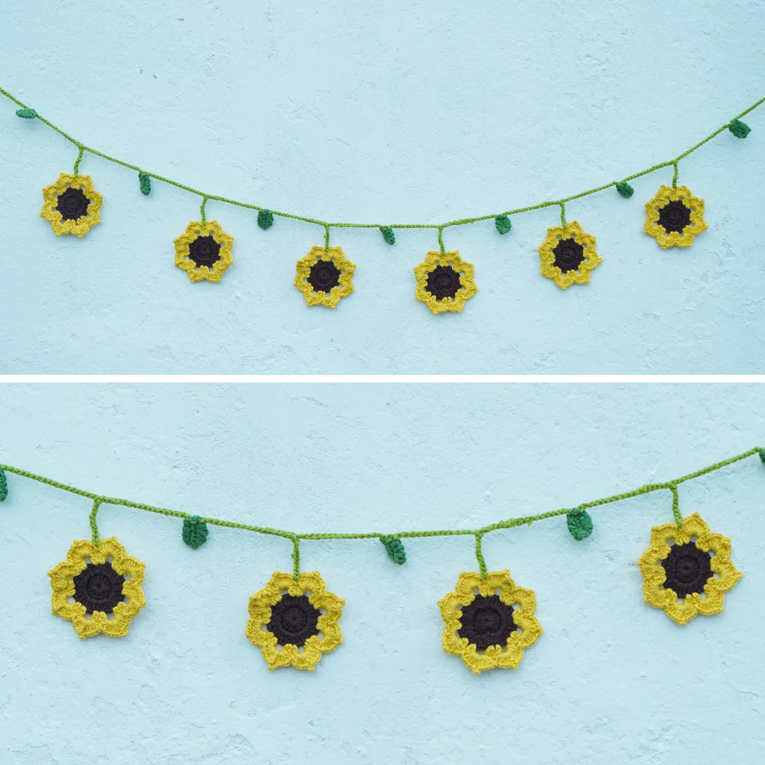 42 Inch | Handmade Crochet Sunflower Bunting