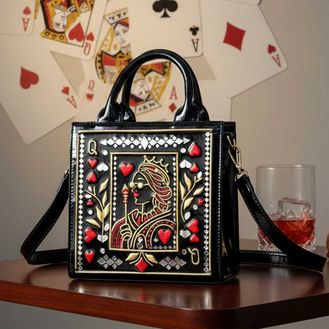 Handcrafted Queen of Hearts Lippan Art Sling Bag