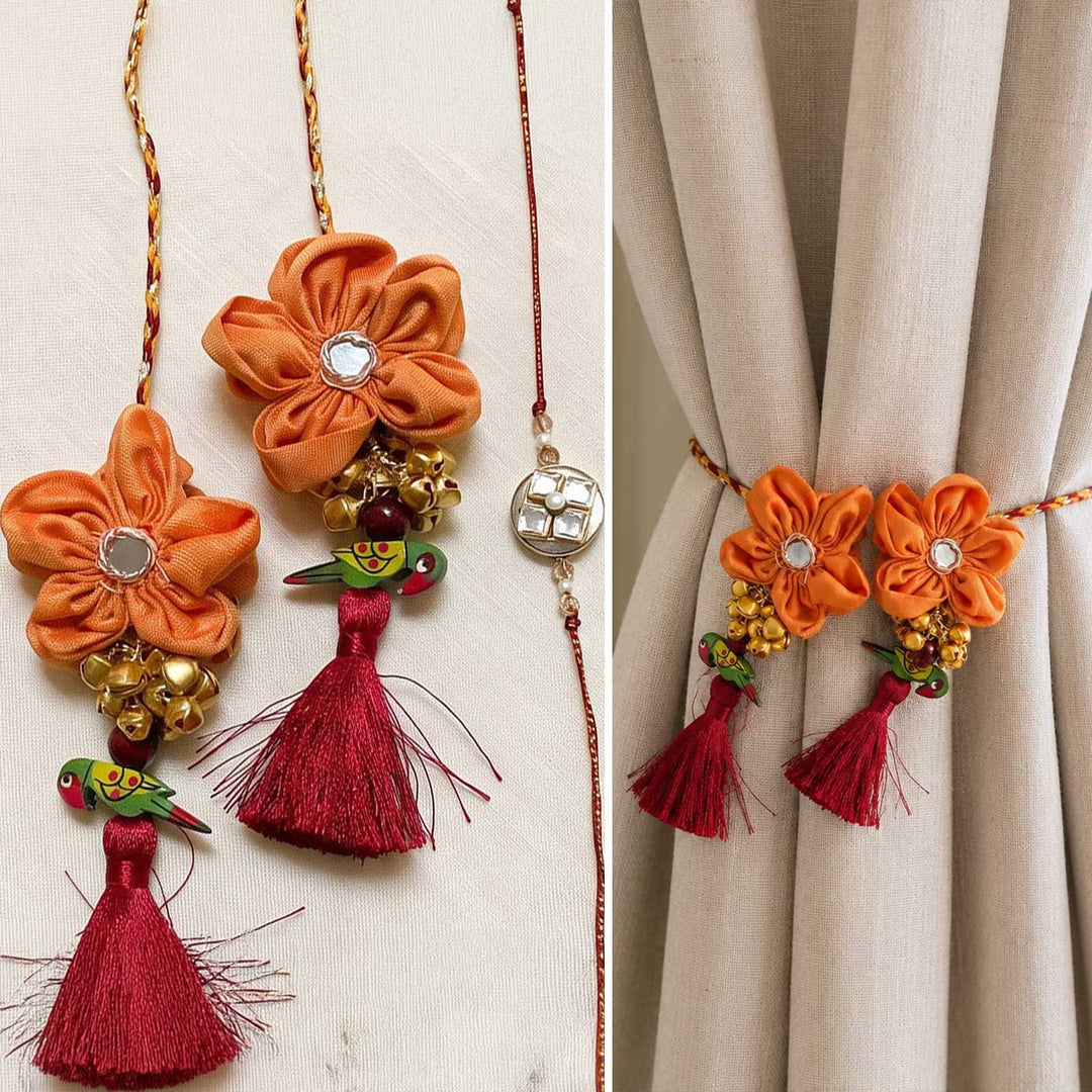 Handmade Moli Thread Couple Rakhi Lumba Set With Roli Chawal For Bhaiya Bhabhi