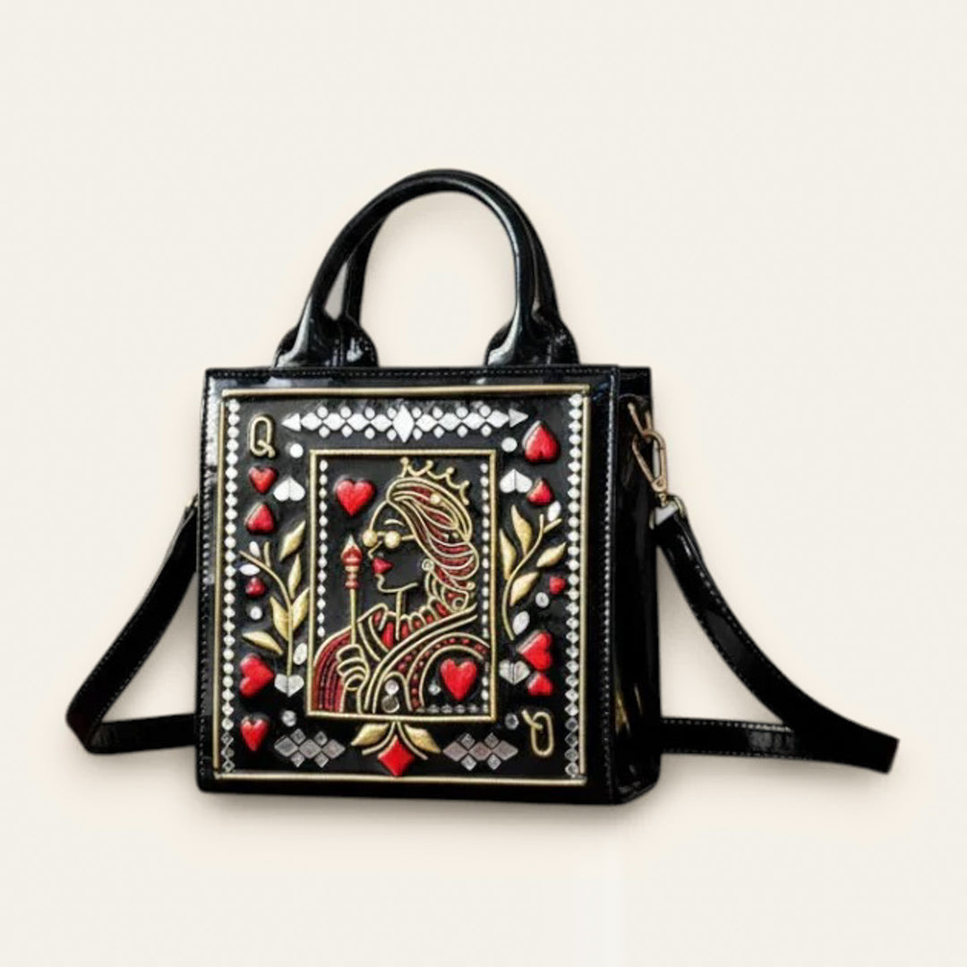 Handcrafted Queen of Hearts Lippan Art Sling Bag