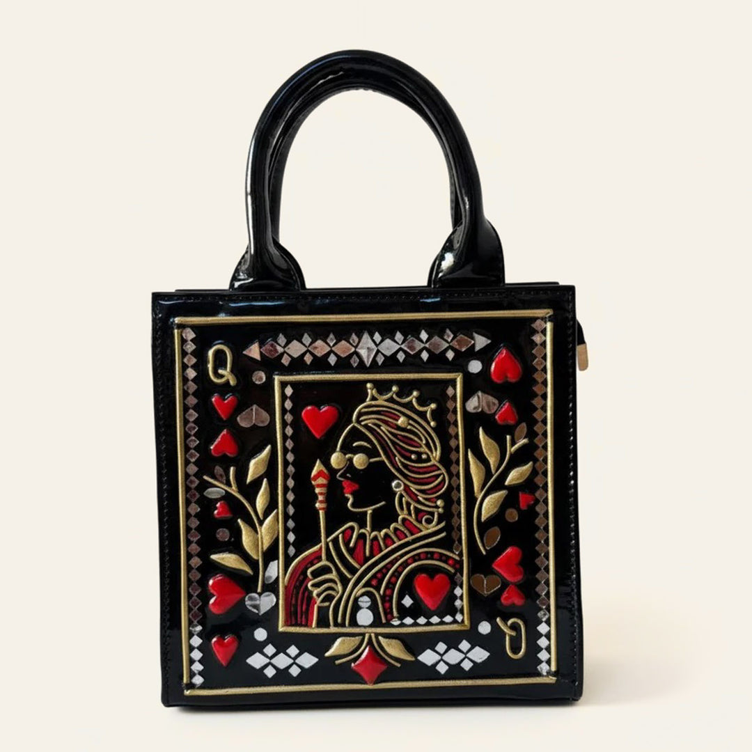 Handcrafted Queen of Hearts Lippan Art Sling Bag