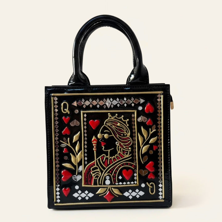 Handcrafted Queen of Hearts Lippan Art Sling Bag