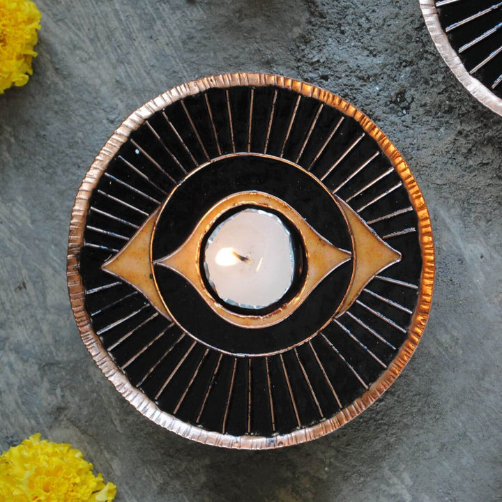 Copper Enamel Tealight Holders I Set of 2