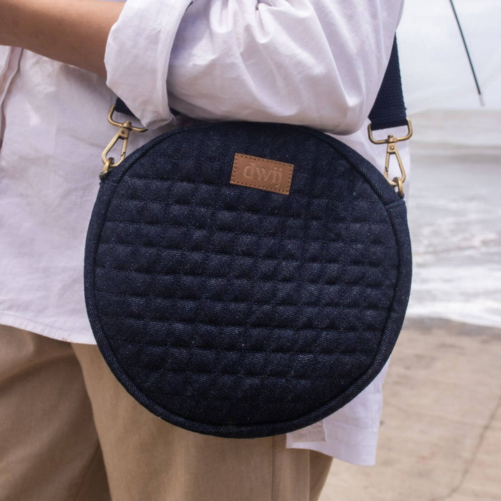 Handcrafted Upcycled Denim Circular Sling Bag