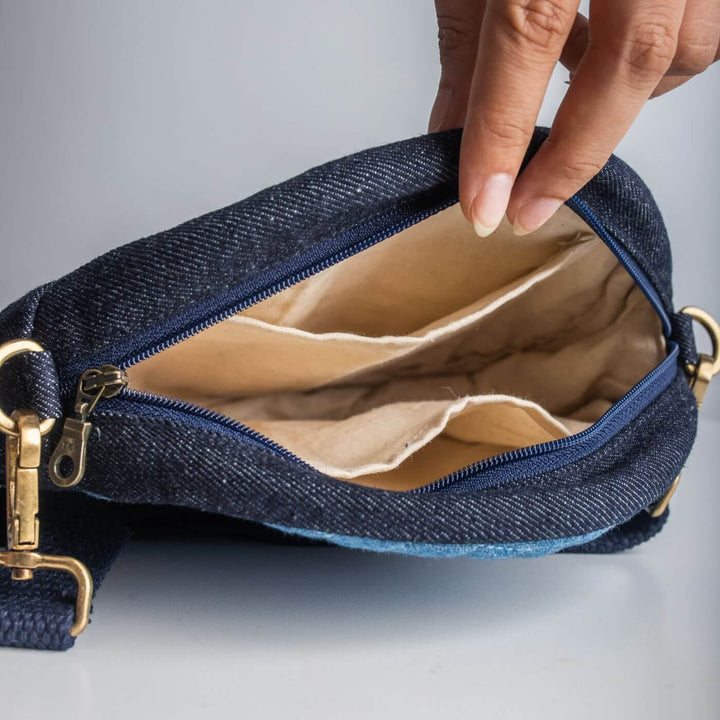 Handcrafted Upcycled Denim Circular Sling Bag