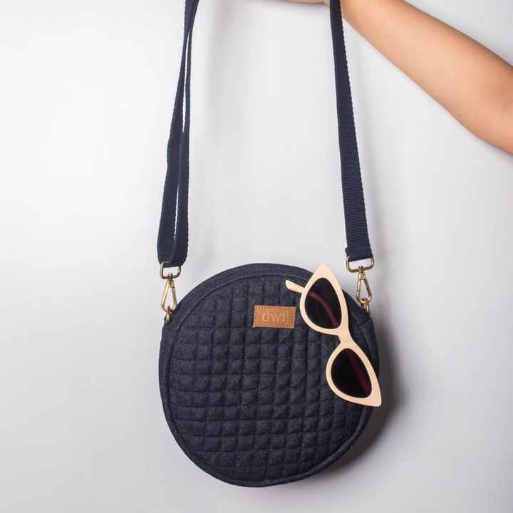 Handcrafted Upcycled Denim Circular Sling Bag