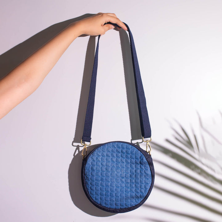 Handcrafted Upcycled Denim Circular Sling Bag