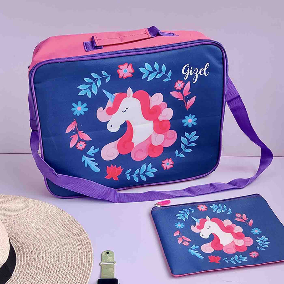 Personalised Printed Overnight Bag with Pouch for Kids