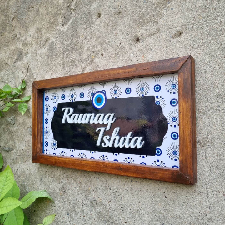 Personalized Evil-Eye Printed Nameplate with 3D Letters