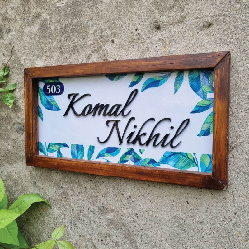Personalized Azure Verdure Printed Nameplate with 3D Letters