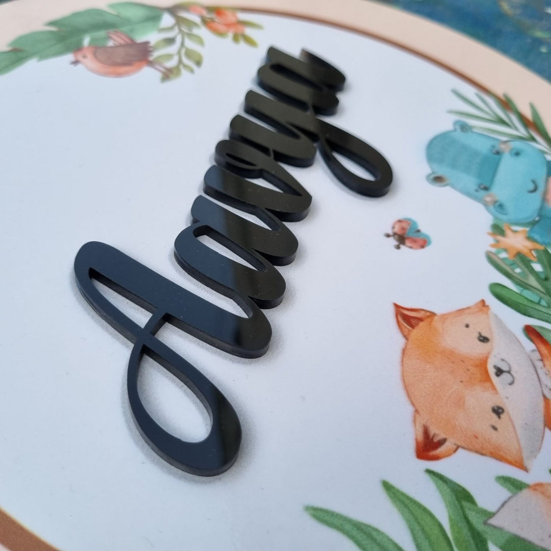 Personalized Animal Printed Kid's Nameplate with 3D Letters