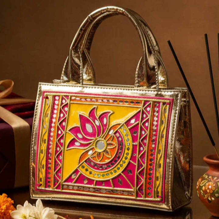 Handcrafted Lotus Lippan Art Handbag