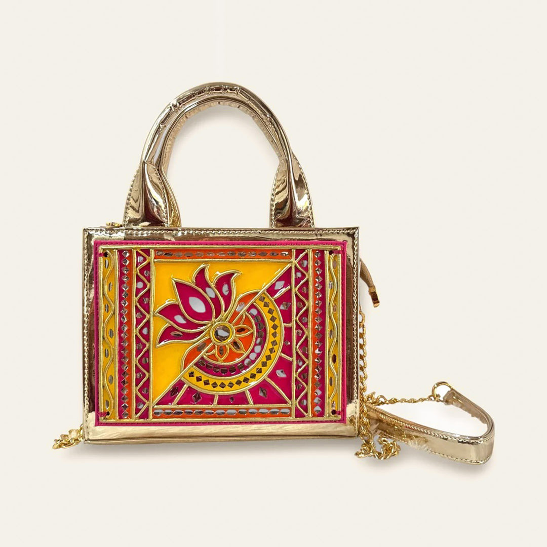 Handcrafted Lotus Lippan Art Handbag